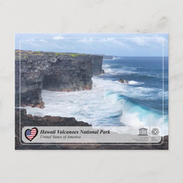 UNESCO WH- Nationale Postkarte der Hawaii-Vulkane (Vorderseite)