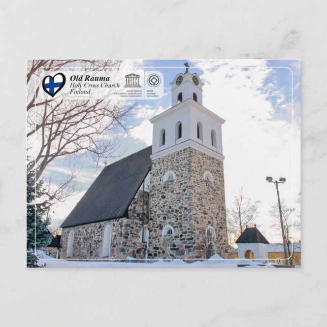 UNESCO WH- Old Rauma - Kirche des Heiligen Kreuzes Postkarte (Vorderseite)