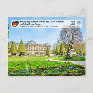 UNESCO - Würzburg Residenz mit Court Gardens Postkarte