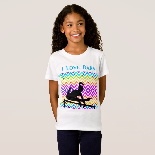 Uneven Bars Gymnastik Girls Niedlicher Zickzack T  T-Shirt (Vorne ganz)