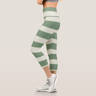 Uneven Streifen - grün Capri Leggings