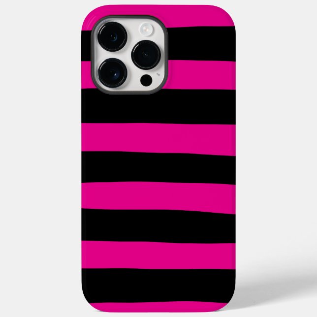 Uneven Streifen - Magenta und Schwarz Case-Mate iPhone Hülle (Rückseite)