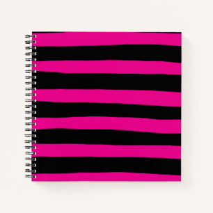 Uneven Streifen - Magenta und Schwarz Notizbuch