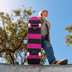 Uneven Streifen - Magenta und Schwarz Skateboard