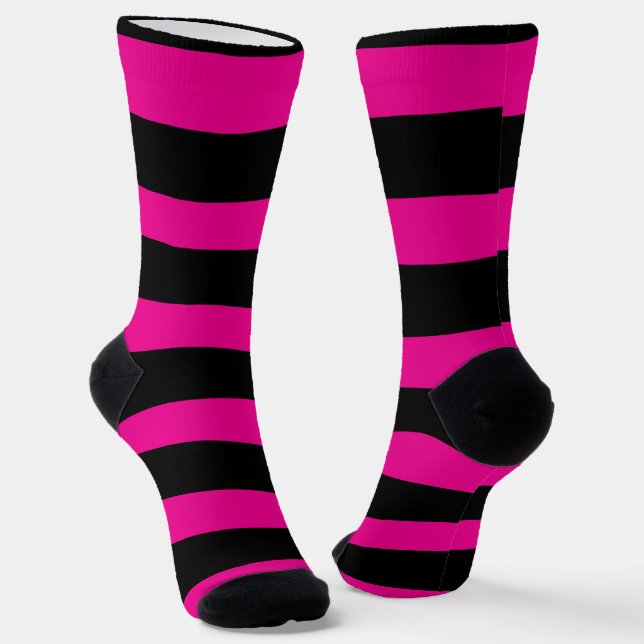 Uneven Streifen - Magenta und Schwarz Socken (Gewinkelt)