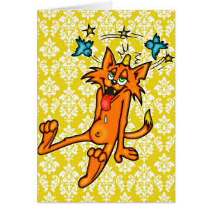 Unfall-vornübergeneigte Cartoon-Katze