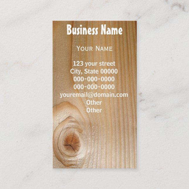 Unfertiges Holz Visitenkarte (Vorderseite)