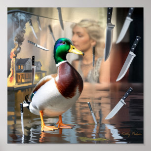 "Unflappable Duck" Art Poster Print Katty Pulsar