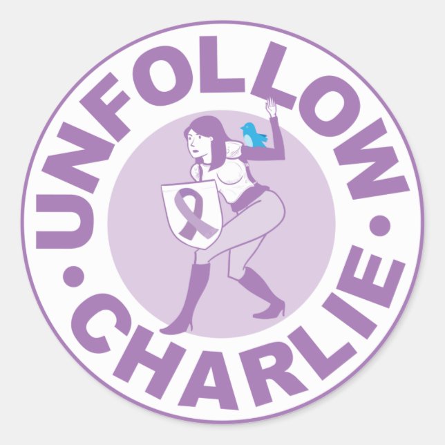 Unfollow Charlie Runder Aufkleber (Vorderseite)