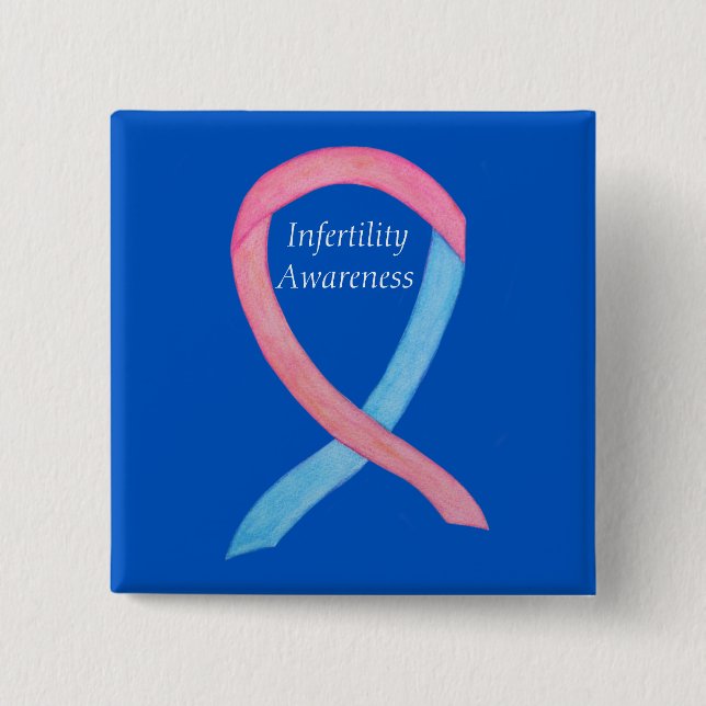 Unfruchtbarkeitsbewusstsein Pink & Blue Ribbon But Button (Vorderseite)