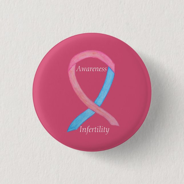 Unfruchtbarkeitsbewusstsein Pink & Blue Ribbon But Button (Vorderseite)