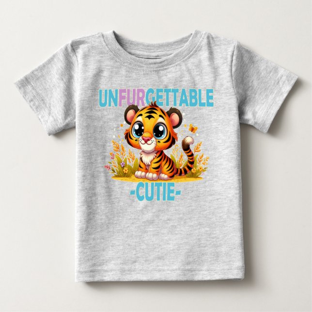 Unfurgettable Süsse Spaß Pun. Baby Tiger Cartoon Baby T-shirt (Vorderseite)