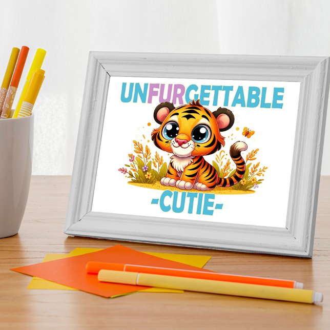 Unfurgettable Süsse Spaß Pun. Baby Tiger Cartoon Fotodruck (Von Creator hochgeladen)