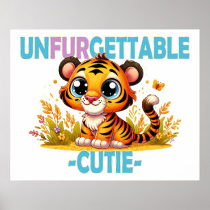 Unfurgettable Süsse Spaß Pun. Baby Tiger Cartoon Poster