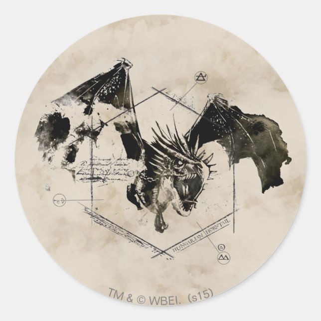 Ungar Horntail Drache Runder Aufkleber (Vorderseite)