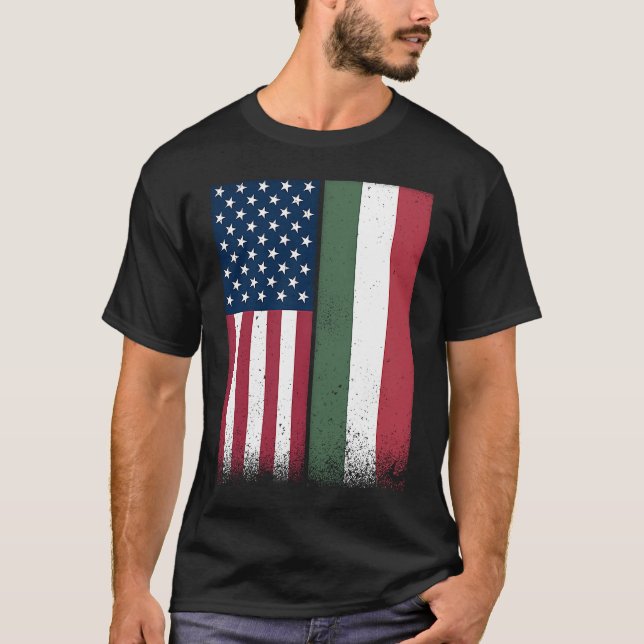 Ungarisch American Flags Proud USA Hunger T-Shirt (Vorderseite)