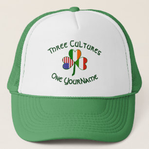 Ungarisch Irisch Amerikanische Flagge Shamrock Truckerkappe