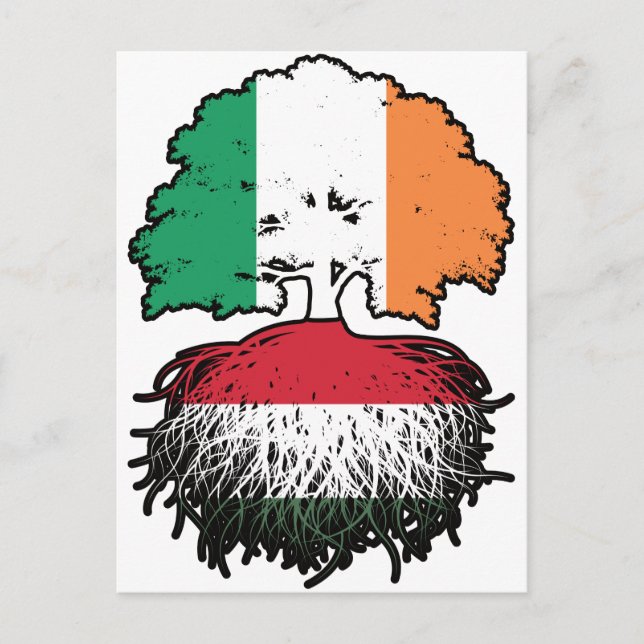 Ungarisch Irish Ireland Tree Roots Flag Postkarte (Vorderseite)