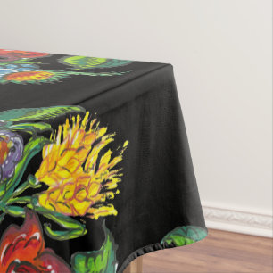 Ungarisch - Kalocsai Blumenmuster in Schwarz Tischdecke