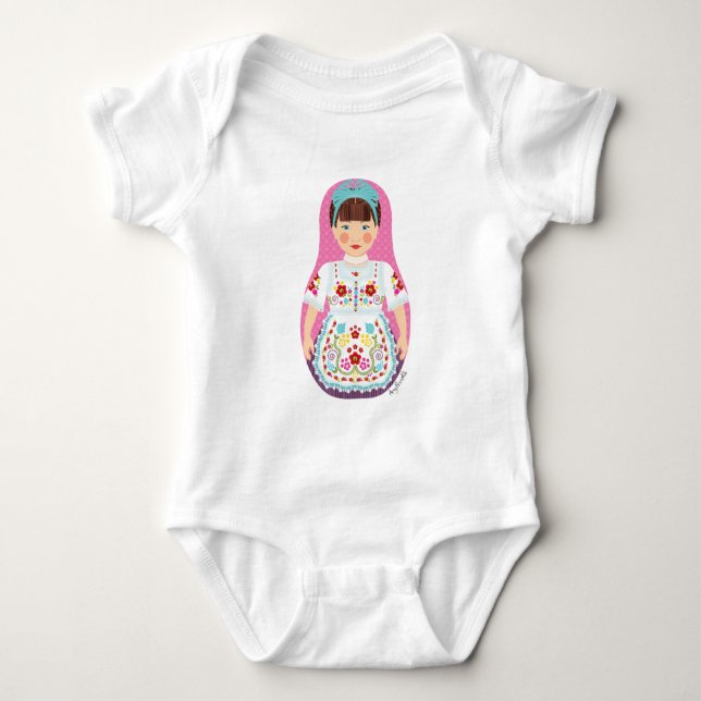 Ungarisch Matryoshka Baby Bodysuit Strampler (Vorderseite)