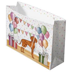 Ungarisch Vizsla Cartoon Dog farbenfroh Geburtstag Große Geschenktüte