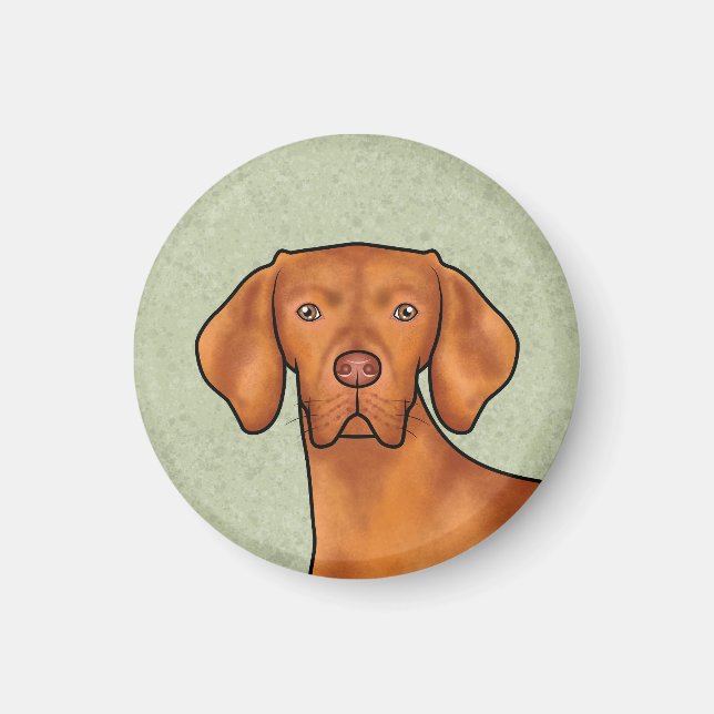 Ungarisch Vizsla Cartoon Pointer Dog Green Magnet (Vorne)
