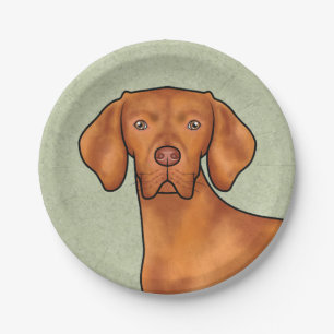 Ungarisch Vizsla Cartoon Pointer Dog Green Pappteller