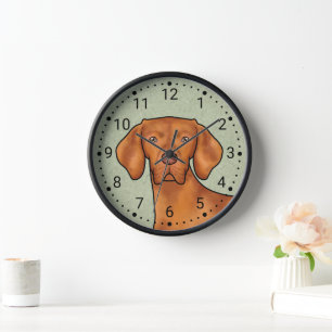 Ungarisch Vizsla Cartoon Pointer Dog Green Uhr