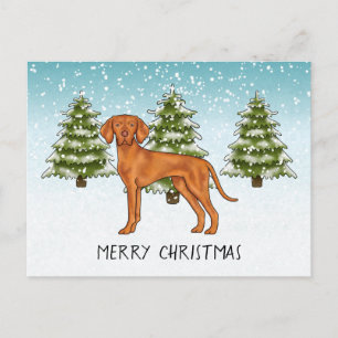 Ungarisch Vizsla Dog Snowy Winterwald Festival Postkarte