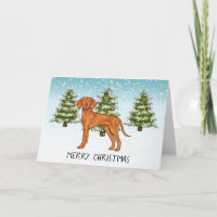 Ungarisch Vizsla Dog Snowy Winterwald und Text