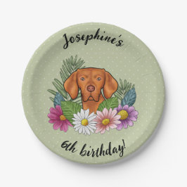 Ungarisch Vizsla Dog Sommer Floral Happy Birthday Pappteller