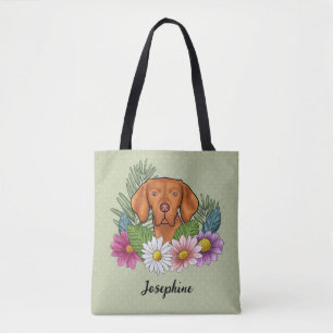 Ungarisch Vizsla mit farbenfrohen Blume und Namen