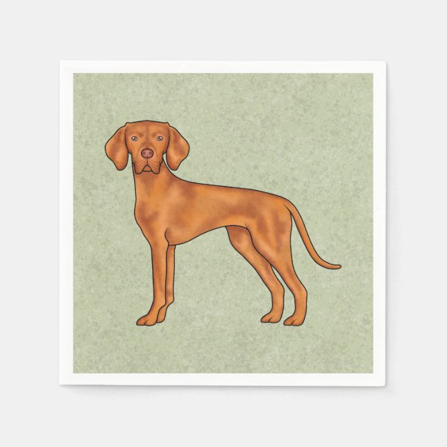 Ungarisch Vizsla Niedlich Cartoon Pointer Dog Gree Serviette (Vorderseite)