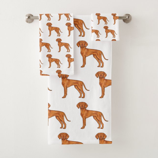 Ungarisch Vizsla Niedlich Cartoon Pointer Dog Must Badhandtuch Set (Insitu)