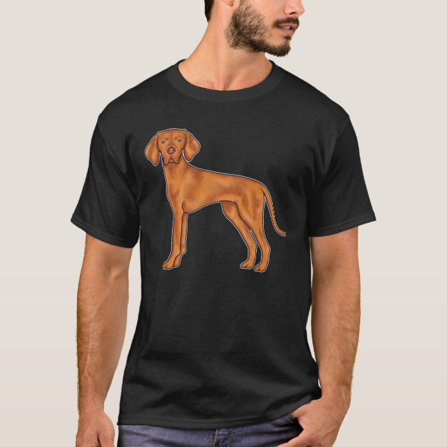 Ungarisch Vizsla Niedlich Cartoon Pointer Dog Steh T-Shirt (Vorderseite)