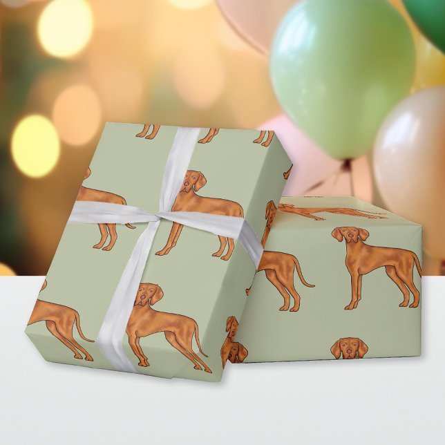 Ungarisch Vizsla Niedlich Pointer Dog Pattern Gree Geschenkpapier (Von Creator hochgeladen)