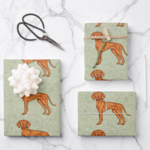 Ungarisch Vizsla Niedlich Pointer Dog Pattern Gree Geschenkpapier Set