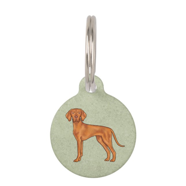 Ungarisch Vizsla Niedlich Pointer Dog Stehend Gree Haustiermarke (Vorderseite)