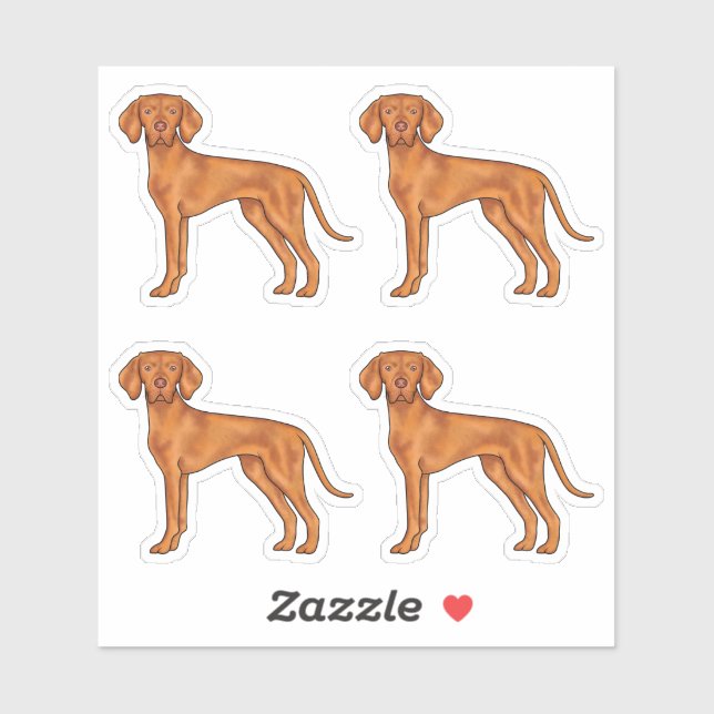 Ungarisch Vizsla Pointer Dog Cartoon Illustration Aufkleber (Blatt)