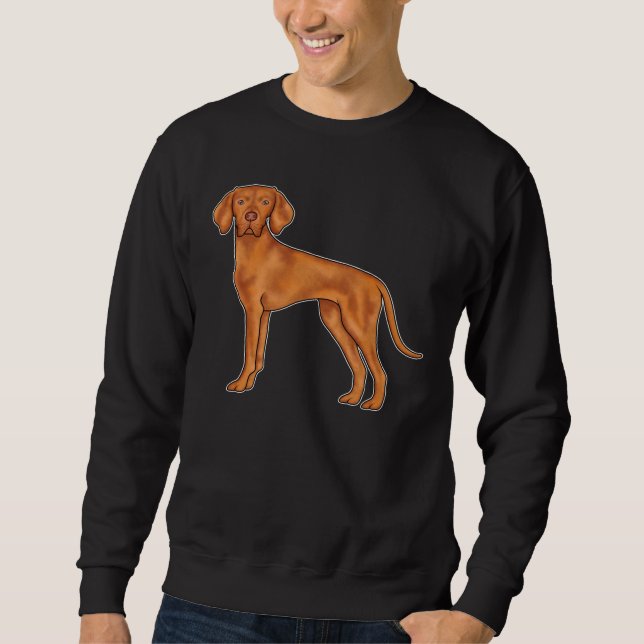 Ungarisch Vizsla Pointer Dog Cartoon Illustration Sweatshirt (Vorderseite)