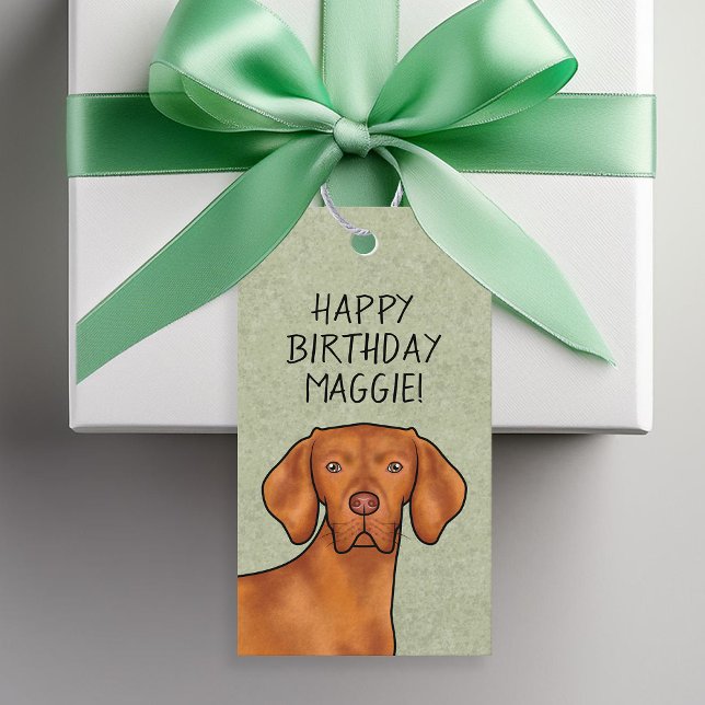Ungarisch Vizsla Pointer Dog Textname Grün Geschenkanhänger (Von Creator hochgeladen)