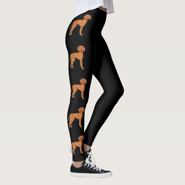 Ungarisch Vizsla Pointer Niedlich Cartoon Hunde Sc Leggings (Rechts)