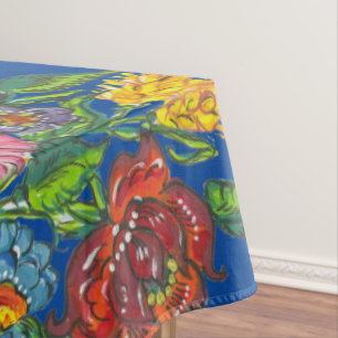 Ungarische Blume in tiefblau Tischdecke