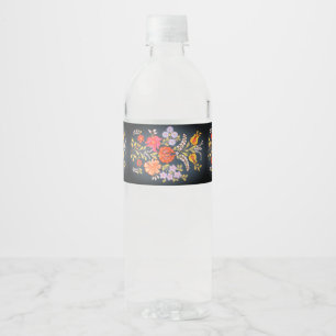 ungarische Blumen -lebendige Farben Wasserflaschenetikett