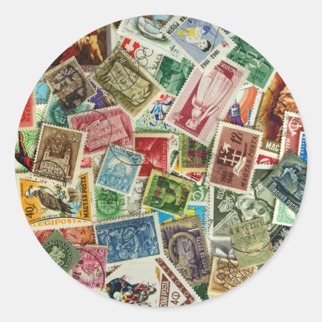 Ungarische Briefmarke Runder Aufkleber (Vorderseite)