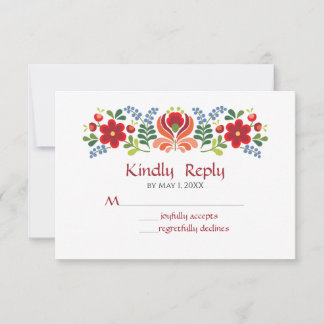 Ungarische Design Rote Blume RSVP Karte