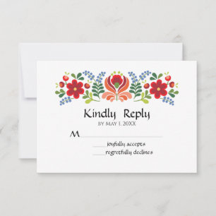 Ungarische Design Rote Blume RSVP Karte