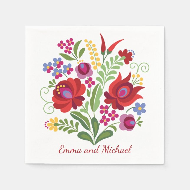 Ungarische Design Rote Paprikaschoten Serviette (Vorderseite)