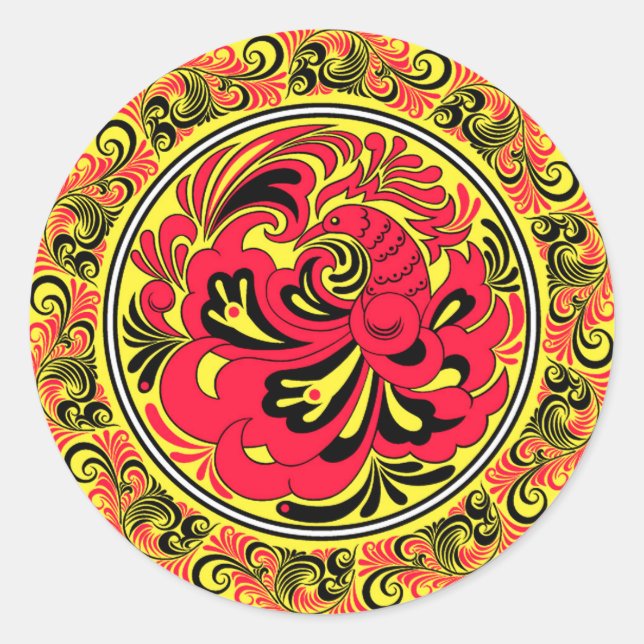 Ungarische Feuervogel-Keramik Runder Aufkleber (Vorderseite)