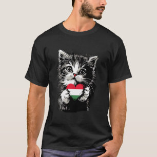 Ungarische Flagge Niedliche Katze Herz Ungarischer T-Shirt